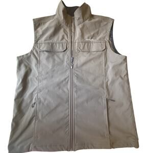 Eddie Bauer Vest Cargo FullZip Stretch Soft Shell Men L Hiking Traveling Active
